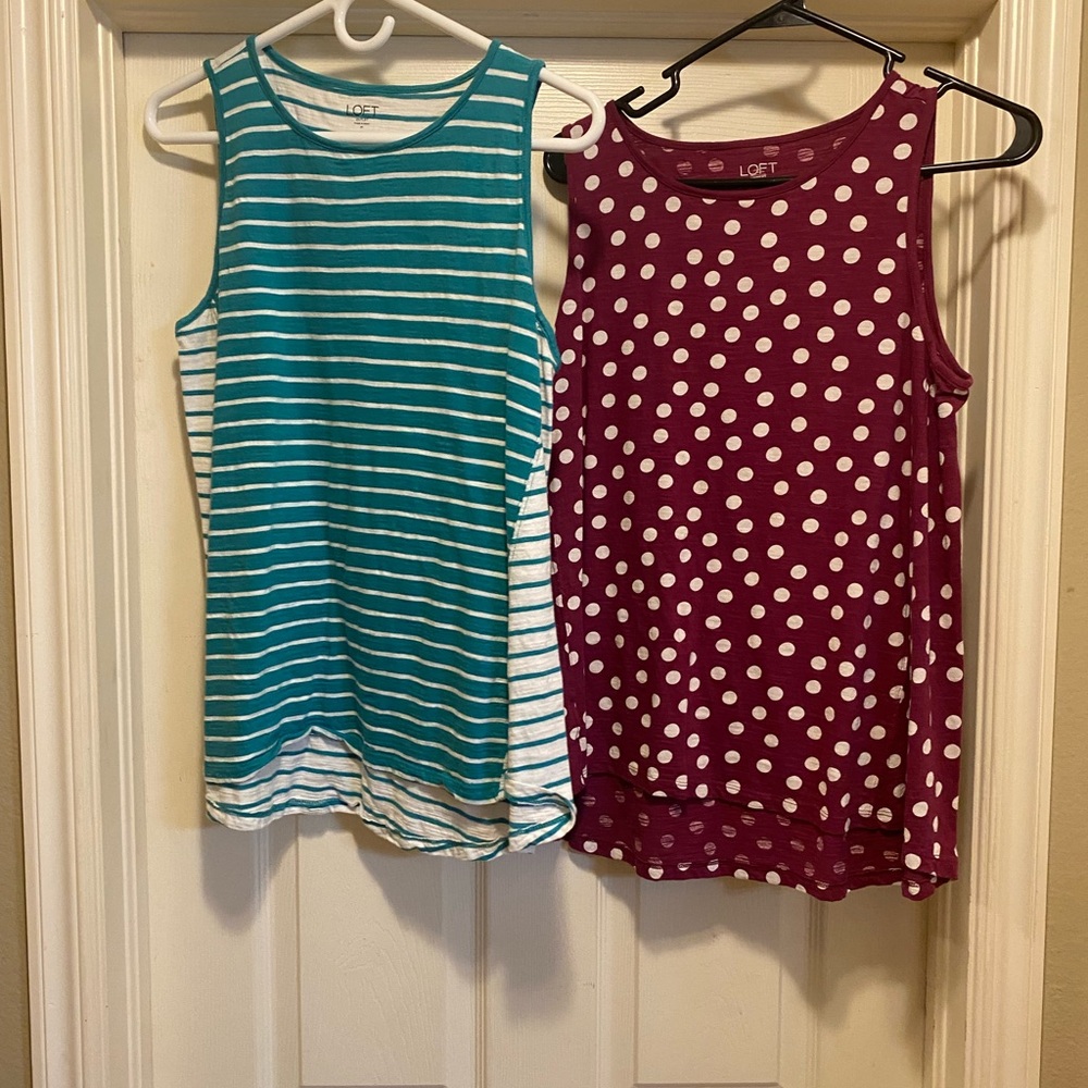 LOFT Blue and Purple Tank Tops Casual Summer Style